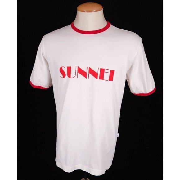 Sunnei Logo T-Shirt Size S Mens White Red $175 - Picture 2 of 16